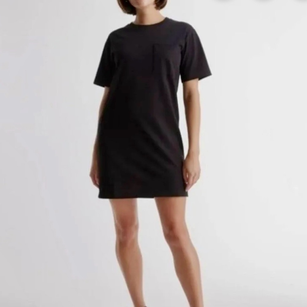 Quince Black Organic Cotton Mini T-shirt Dress Relaxed Minimalist Size L